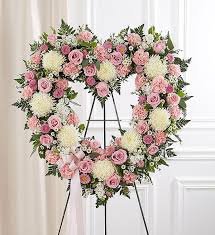 Always Remember Floral Heart Tribute - Pink & White
