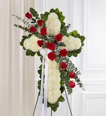 Peace & Prayers Red And White Standing Cross