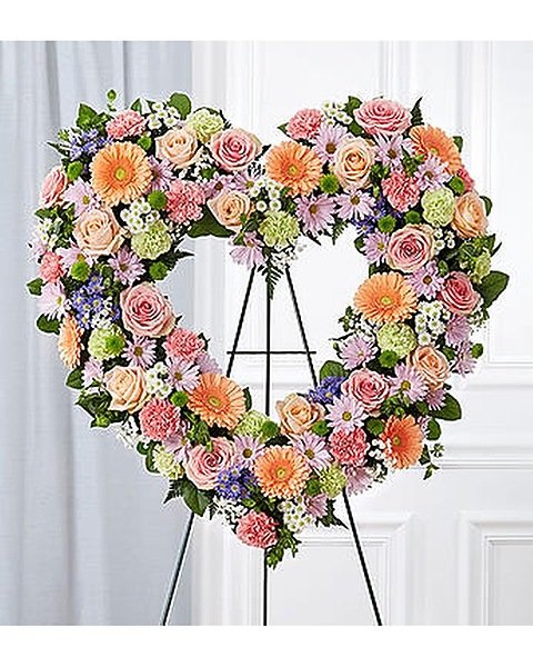 Always Remember Floral Heart Tribute- Pastel