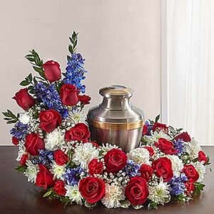 Cremation Wreath - Red, White & Blue