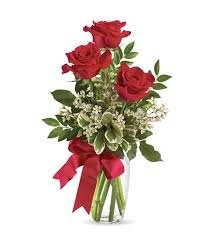 Three Red Roses Bud Vase