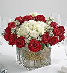 Wedding Centerpiece in Glass Cube Arranged