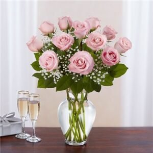 12 Rose Elegance  Premium Long Stem Pink Roses