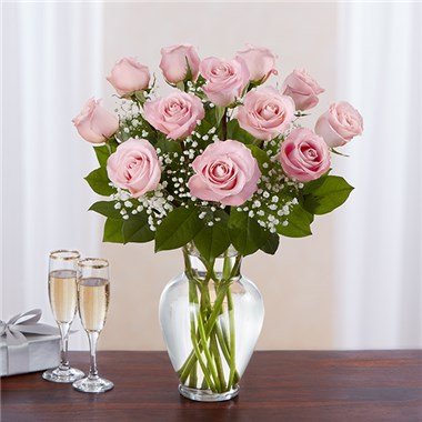12 Rose Elegance  Premium Long Stem Pink Roses