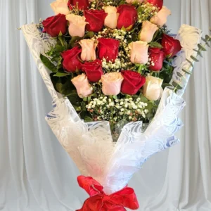 *24 Long Stem Red & Pink Roses - Wrapped