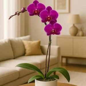 Elegant Purple Phalaenopsis Orchid in Ceramic Pot